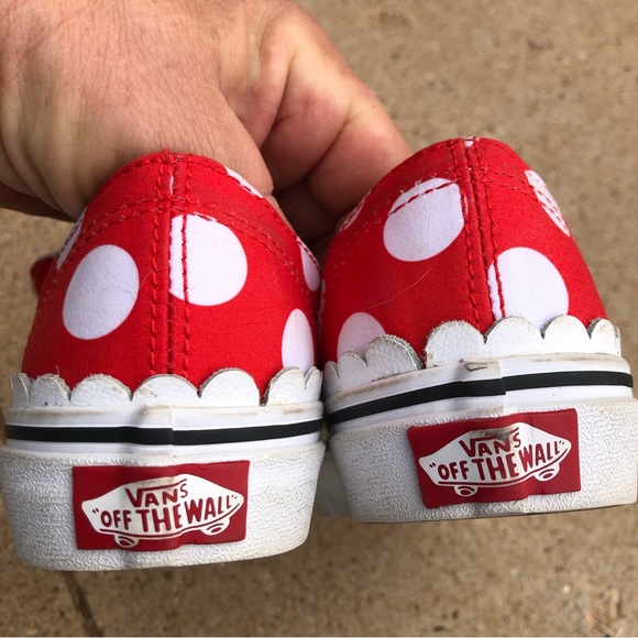 Vans Red and White Polka Dot Kids Sneakers - Picture 3 of 9